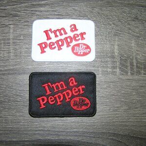 (2) Lot of I’m A Pepper Dr Pepper Embroidered Iron On Patches 3.5" x 2.5"